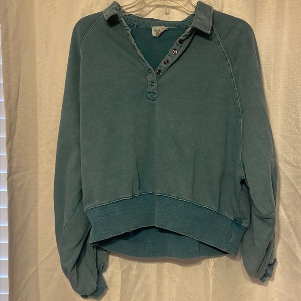 Green Oversized Polo Sweatshirt